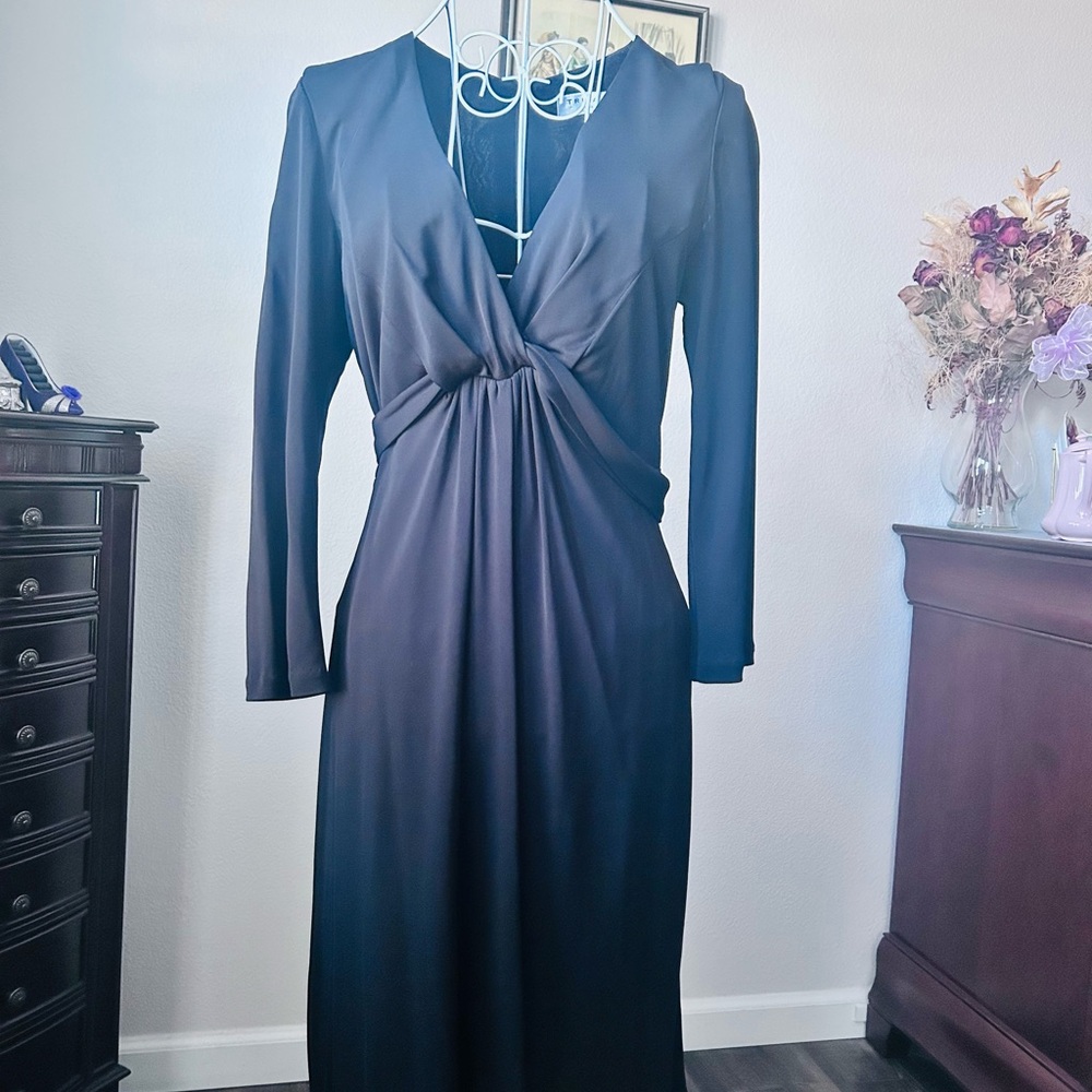 Trina Turk Black Ruched Dress Long Sleeve-Free Shipping